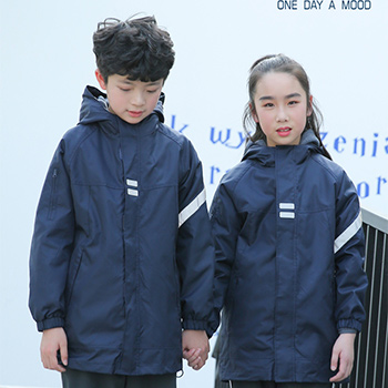 中小學(xué)生沖鋒衣校服春秋裝男女童三件套兒  高亮